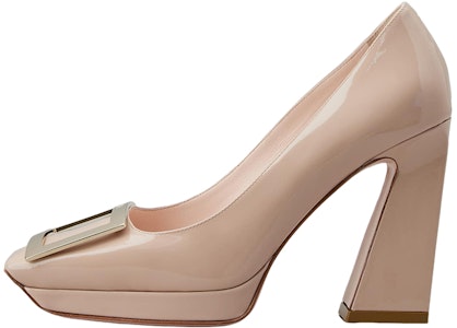 (W) Roger Vivier Tacón Grueso Punta Cuadrada 'Hebilla Metálica Rosa Charol' RVW68033930D1PC211 Buy (W) Roger Vivier Tacón Grueso Punta Cuadrada 'Hebilla Metálica Rosa Charol' RVW68033930D1PC211