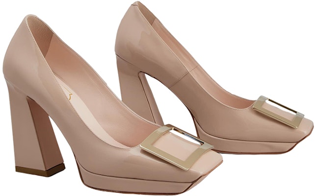(Women) Roger Vivier Square Toe Chunky Heel Pumps 'Metallic Buckle Pink Patent' RVW68033930D1PC211 Order (Women) Roger Vivier Square Toe Chunky Heel Pumps 'Metallic Buckle Pink Patent' RVW68033930D1PC211