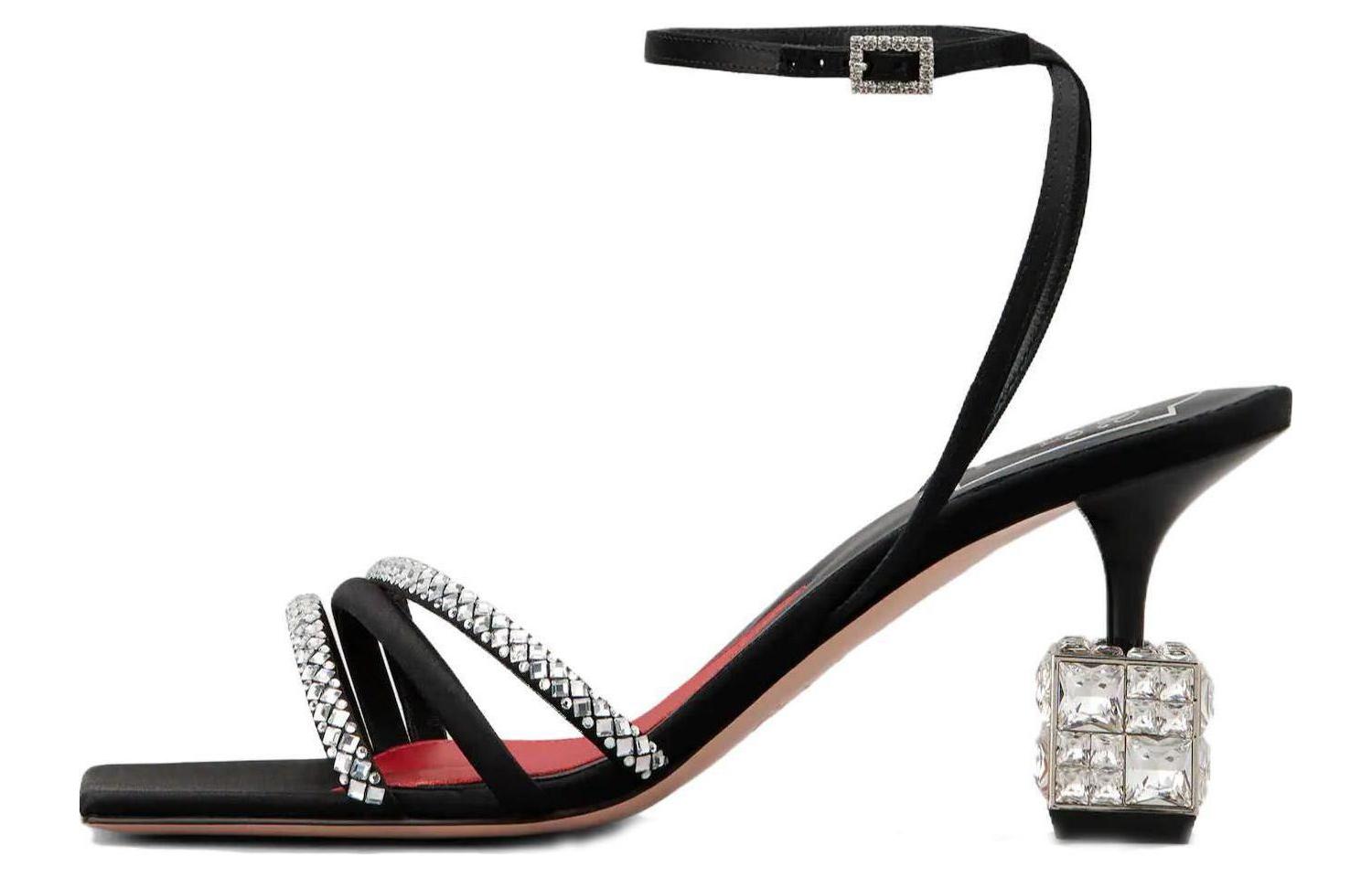 (W) Roger Vivier Square Toe CMFTable Sandals 'Black One-Strap'