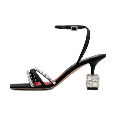 (W) Roger Vivier Square Toe CMFTable Sandals 'Black One-Strap'
