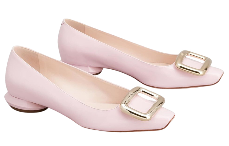 Order (W) 罗杰·维维亚方头平底鞋'粉色漆皮金属扣' RVW65032180D1PM427