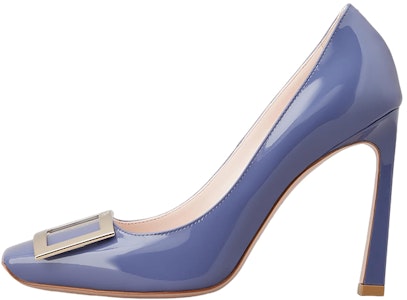 (W) Roger Vivier Hak Rendah Persegi 'Gesper Logam Biru Mengkilap' RVW40115280D1PU822 Buy (W) Roger Vivier Hak Rendah Persegi 'Gesper Logam Biru Mengkilap' RVW40115280D1PU822