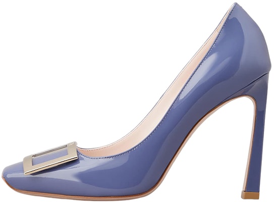 (Women) Roger Vivier Square Toe Low Block Heel 'Metal Buckle Blue Patent' RVW40115280D1PU822 Buy (Women) Roger Vivier Square Toe Low Block Heel 'Metal Buckle Blue Patent' RVW40115280D1PU822