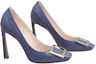 Order (W) Roger Vivier 方头低跟鞋 '金属扣蓝色漆皮' RVW40115280D1PU822