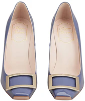 Lookbook (Women) Roger Vivier Square Toe Low Block Heel 'Metal Buckle Blue Patent' RVW40115280D1PU822
