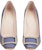 (W) Roger Vivier Tumit Rendah Hujung Petak 'Metal Buckle Biru Patent' RVW40115280D1PU822