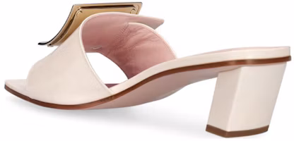 Purchase Roger Vivier 羅杰維維亞 漆皮 金屬扣時尚方頭 粗跟 高跟鞋 女款 米黃色