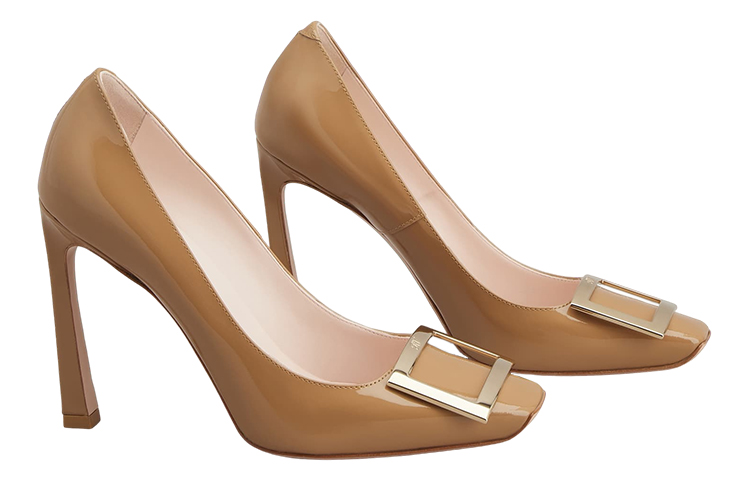 (W) Roger Vivier Square Toe Patent Leather High Heels 'Metal Buckle Brown' 圖 2