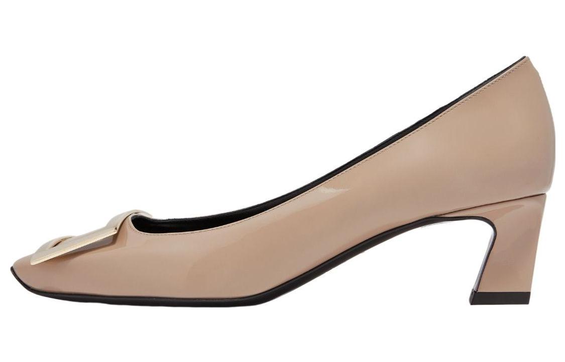 (Women) Roger Vivier Square Toe Patent Leather Pumps with Metal Buckle 4.5cm 'Pink' RVW44815280D1PM006