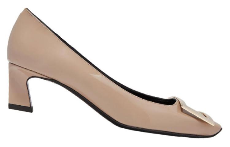 Shop (Women) Roger Vivier Square Toe Patent Leather Pumps with Metal Buckle 4.5cm 'Pink' RVW44815280D1PM006