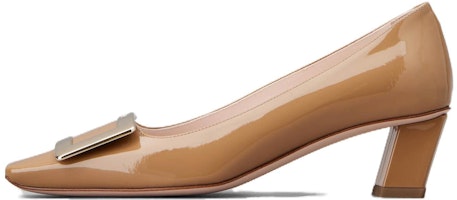 (Women) Roger Vivier Square Toe Patent Leather Slip-On Chunky Heel 'Brown' RVW00600920D1PS014 (Women) Roger Vivier Square Toe Patent Leather Slip-On Chunky Heel 'Brown' RVW00600920D1PS014