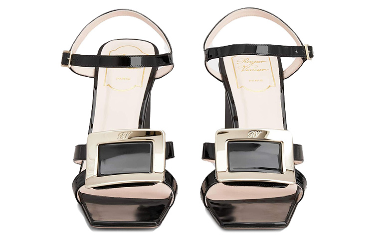 (W) Roger Vivier Square Toe Patent Slides with Metal Buckle 7.5cm 'Black' 圖 3