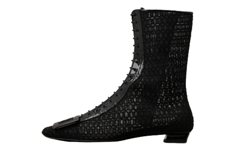 (Women) Roger Vivier Square Toe Slip-On Short Boots 'Black' RVW00736080SJFB999