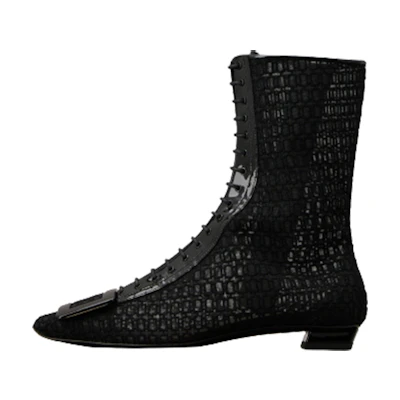 (W) Roger Vivier Square Toe Slip-On Short Boots 'Black'