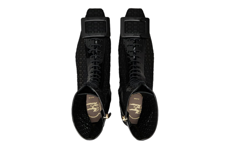 (W) Roger Vivier Square Toe Slip-On Short Boots 'Black' 圖 4