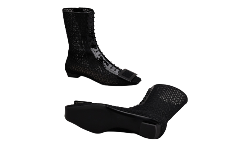 (W) Roger Vivier Square Toe Slip-On Short Boots 'Black' 圖 5