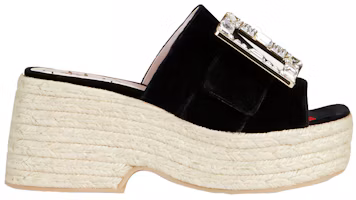 Order (W) Roger Vivier 水钻扣黑色草编平底鞋 RVW61931050AQPB999