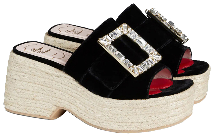 Lookbook (Women) Roger Vivier Strass Buckle 'Black Espadrille Flats' RVW61931050AQPB999