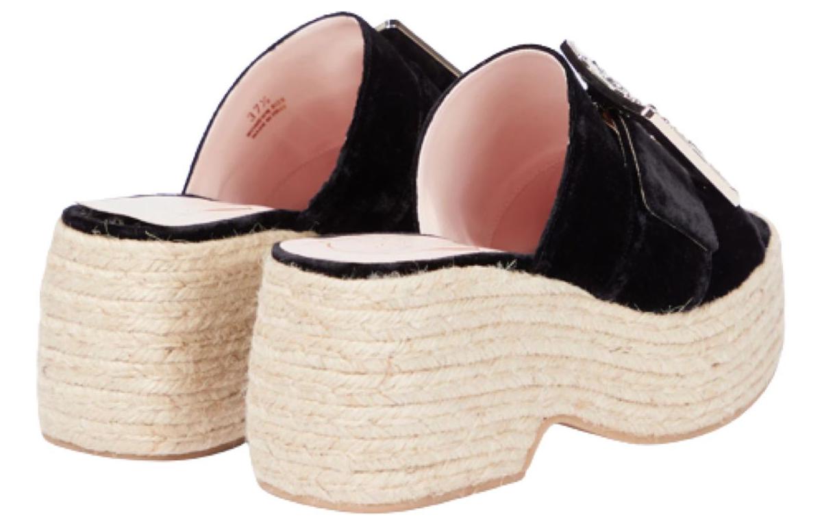 Shop (Women) Roger Vivier Strass Buckle 'Black Espadrille Flats' RVW61931050AQPB999
