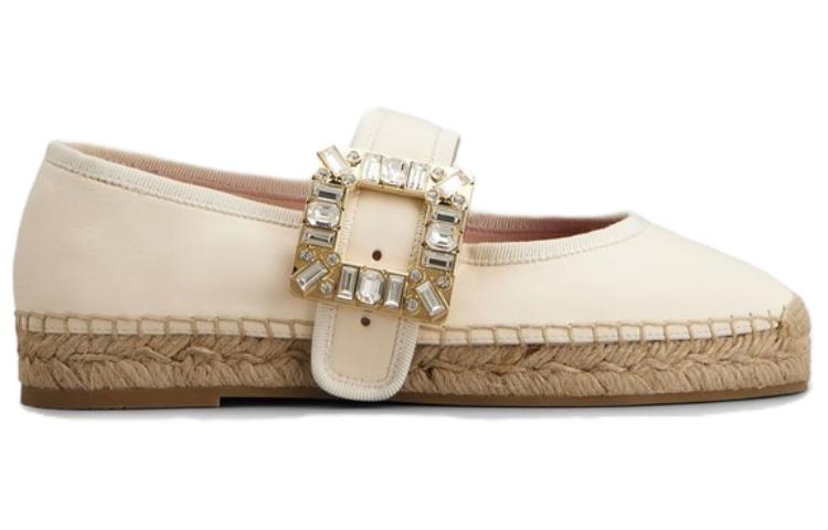 (W) Roger Vivier Strass Buckle Leather Flats 'Beige' 圖 2