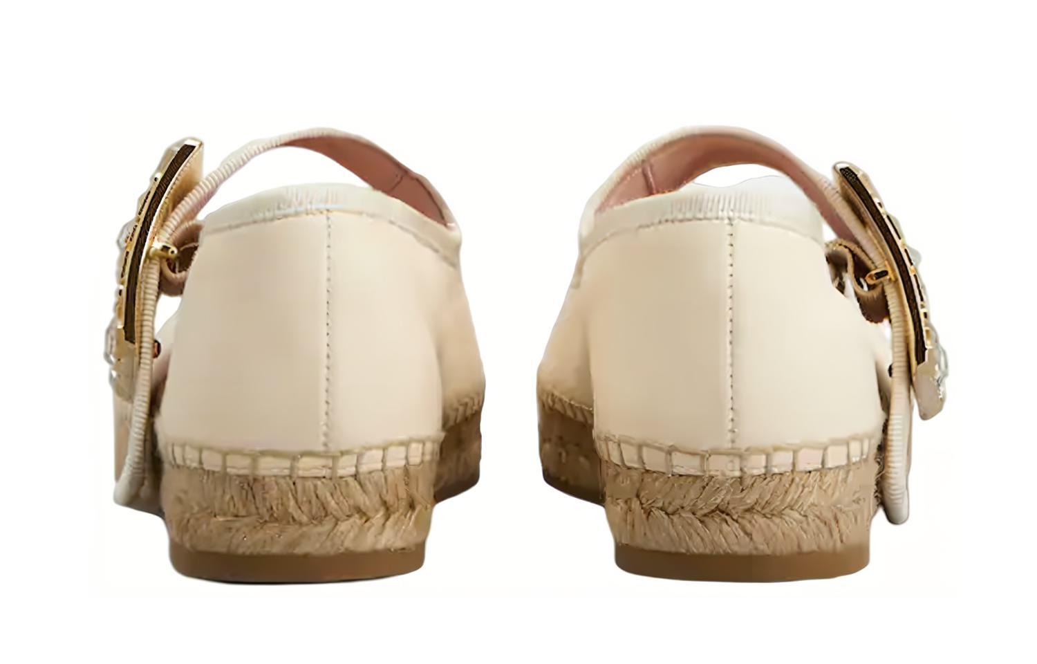 (W) Roger Vivier Strass Buckle Leather Flats 'Beige' 圖 5