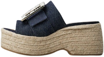 (Women) Roger Vivier Strass Buckle Platform Mules 'Blue' RVW61931050EMNU820 (Women) Roger Vivier Strass Buckle Platform Mules 'Blue' RVW61931050EMNU820