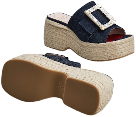 (Women) Roger Vivier Strass Buckle Platform Mules 'Blue' RVW61931050EMNU820 Purchase (Women) Roger Vivier Strass Buckle Platform Mules 'Blue' RVW61931050EMNU820
