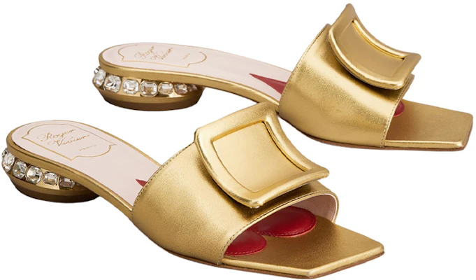 (W) Roger Vivier Strass Heel ''Gold Quadratische Offene Zehen Mule'' RVW69132170KACG211 Order (W) Roger Vivier Strass Heel ''Gold Quadratische Offene Zehen Mule'' RVW69132170KACG211