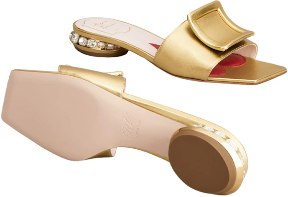 (W) Roger Vivier Strass Heel ''Gold Quadratische Offene Zehen Mule'' RVW69132170KACG211 Purchase (W) Roger Vivier Strass Heel ''Gold Quadratische Offene Zehen Mule'' RVW69132170KACG211