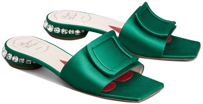 (W) Roger Vivier Tacón Strass 'Mule Verde Satén con Hebilla Cuadrada' RVW69132170RS0V016 Order (W) Roger Vivier Tacón Strass 'Mule Verde Satén con Hebilla Cuadrada' RVW69132170RS0V016