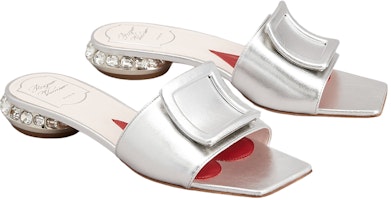 羅傑‧維維亞 鑽飾鞋跟 皮革 方頭平底 時尚涼拖 女款 銀色 Order 羅傑‧維維亞 鑽飾鞋跟 皮革 方頭平底 時尚涼拖 女款 銀色