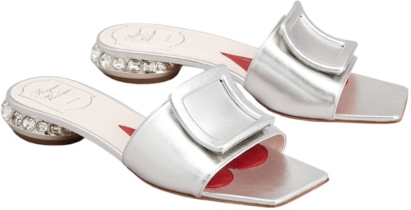 (W) Roger Vivier Sandalia Cuero Tacón Strass Punta Cuadrada 'Plata' RVW69132170KACB200 Order (W) Roger Vivier Sandalia Cuero Tacón Strass Punta Cuadrada 'Plata' RVW69132170KACB200