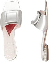 羅傑‧維維亞 鑽飾鞋跟 皮革 方頭平底 時尚涼拖 女款 銀色 Shop 羅傑‧維維亞 鑽飾鞋跟 皮革 方頭平底 時尚涼拖 女款 銀色