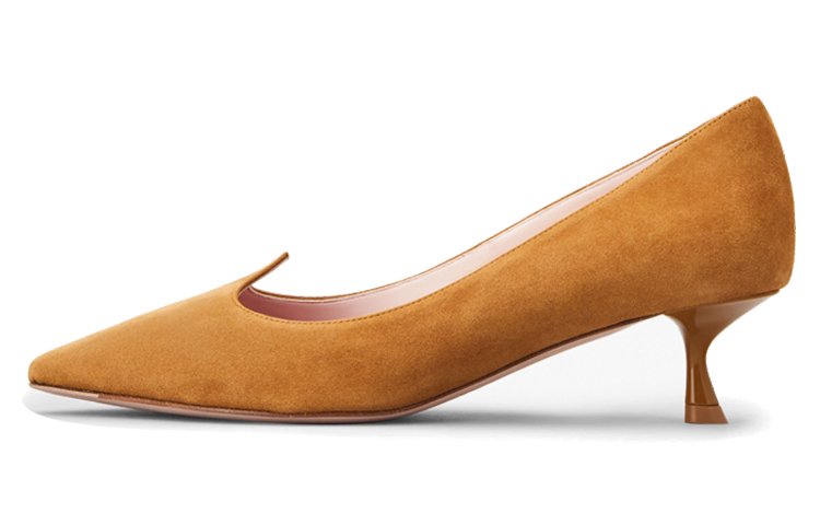 (W) Roger Vivier Suede Fashion Casual High-Heel 'Tan Yellow'