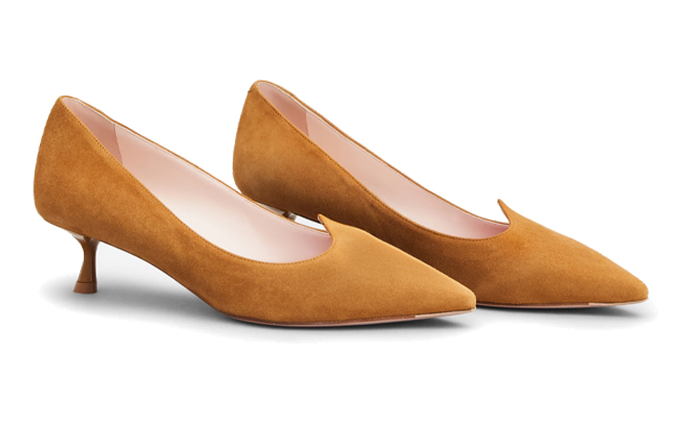 (W) Roger Vivier Suede Fashion Casual High-Heel 'Tan Yellow' 圖 3