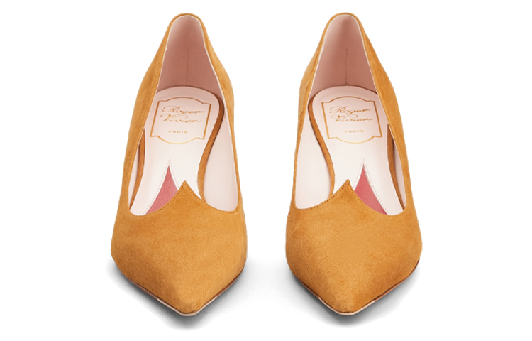 (W) Roger Vivier Suede Fashion Casual High-Heel 'Tan Yellow' 圖 4