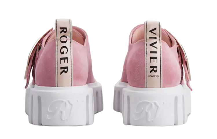 (W) Roger Vivier Suede Loafers 'Pink Metal Buckle' 圖 4