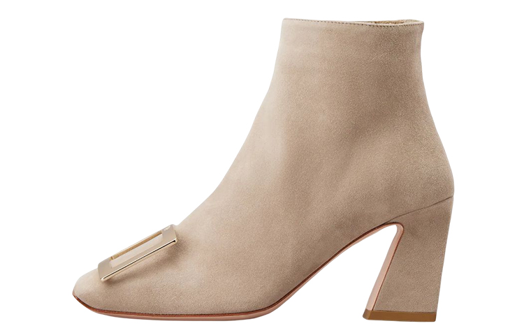 (Women) Roger Vivier Suede Metal Buckle Square-Toe Ankle Boot 'Grey' RVW67933940HR0C415
