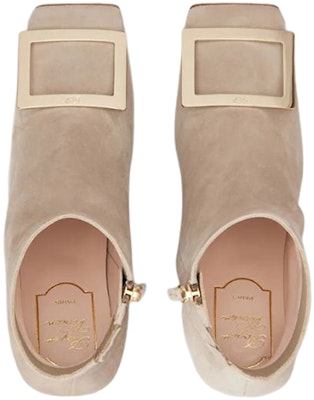 (Women) Roger Vivier Suede Metal Buckle Square-Toe Ankle Boot 'Grey' RVW67933940HR0C415 Order (Women) Roger Vivier Suede Metal Buckle Square-Toe Ankle Boot 'Grey' RVW67933940HR0C415