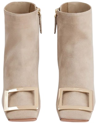 (Women) Roger Vivier Suede Metal Buckle Square-Toe Ankle Boot 'Grey' RVW67933940HR0C415 Lookbook (Women) Roger Vivier Suede Metal Buckle Square-Toe Ankle Boot 'Grey' RVW67933940HR0C415