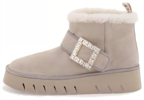 (Women) Roger Vivier Suede Round Toe Comfortable Mid-Calf Boots 'Beige' RVW71637150OYK1E54 (Women) Roger Vivier Suede Round Toe Comfortable Mid-Calf Boots 'Beige' RVW71637150OYK1E54