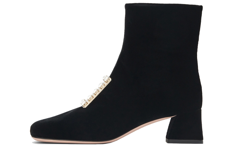 (W) Roger Vivier Très Vivier 'Black Buckle Ankle Boot'