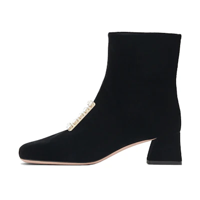 (W) Roger Vivier Très Vivier 'Black Buckle Ankle Boot'