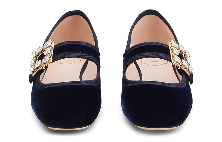 (W) Roger Vivier Très Vivier 'Blue Swan Velvet Ballet Flats' 圖 3