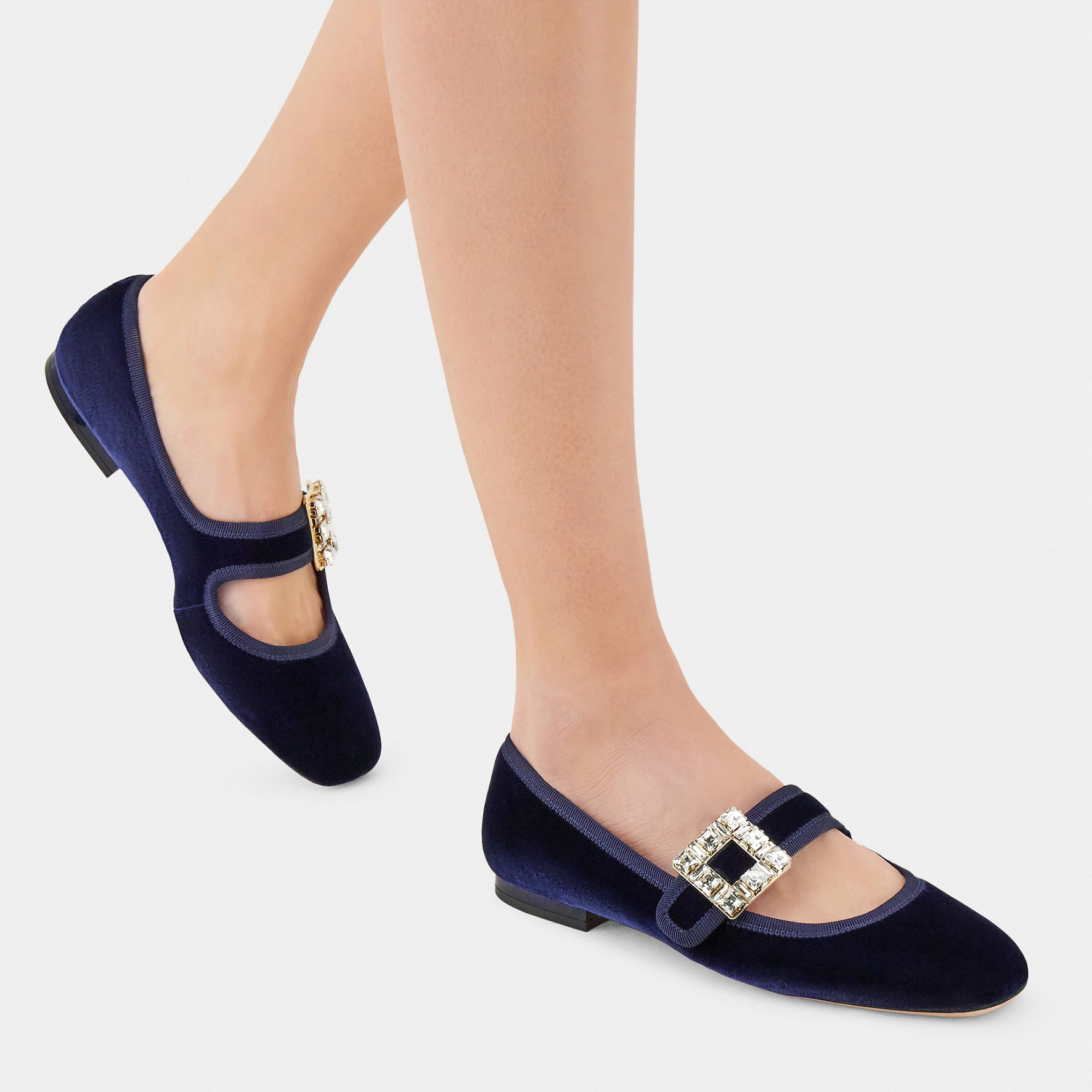(W) Roger Vivier Très Vivier 'Blue Swan Velvet Ballet Flats' 圖 5