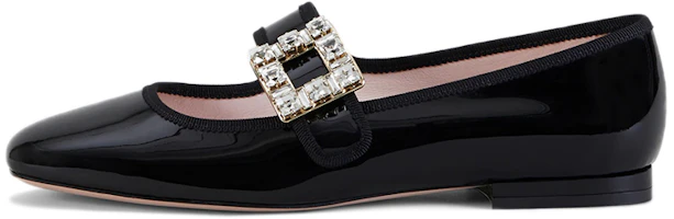 (Women) Roger Vivier Très Vivier 'Elegant Fashion Buckle Patent Black Ballet Flats' RVW44931980D1PB999 (Women) Roger Vivier Très Vivier 'Elegant Fashion Buckle Patent Black Ballet Flats' RVW44931980D1PB999