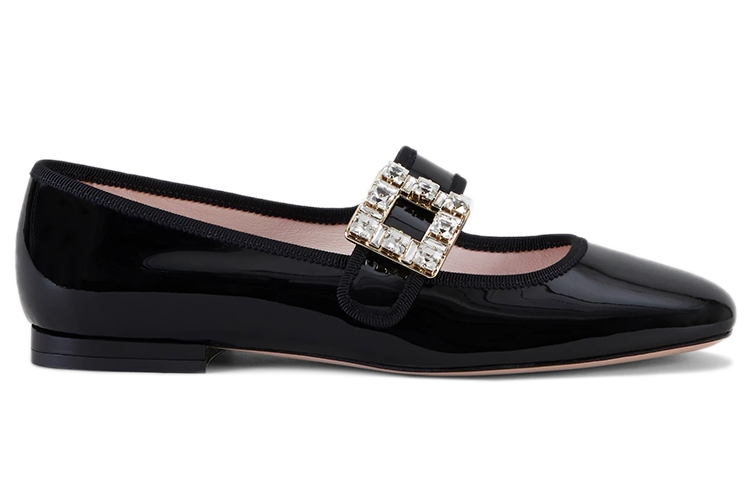 (W) Roger Vivier Très Vivier 'Elegant Fashion Buckle Patent Black Ballet Flats' 圖 2