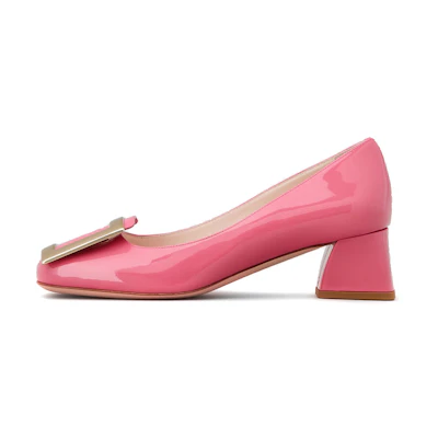 (W) Roger Vivier Très Vivier 'Metal Buckle High Heels Pink'