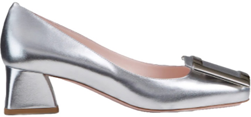 Roger Vivier Très Vivier 金屬扣時尚優雅粗跟高跟鞋 女款 銀色 Order Roger Vivier Très Vivier 金屬扣時尚優雅粗跟高跟鞋 女款 銀色