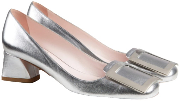 Roger Vivier Très Vivier 金屬扣時尚優雅粗跟高跟鞋 女款 銀色 Lookbook Roger Vivier Très Vivier 金屬扣時尚優雅粗跟高跟鞋 女款 銀色